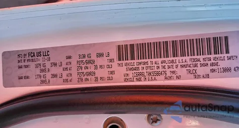 2019 Ram 1500 Classic Slt from USA, damaged, VIN 1C6RR6LT0KS586476